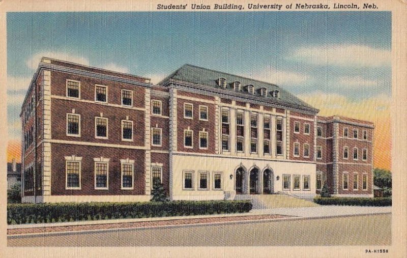 Postcard Students' Union Building University Nebraska Lincoln Nebraska