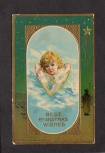 Best Christmas Wishes Greetings Angel Cupid 1910 Postcard