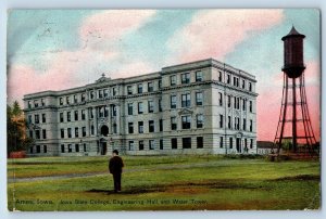 Ames Iowa IA Postcard Iowa State College Engineering Hall Water Town Field c1911