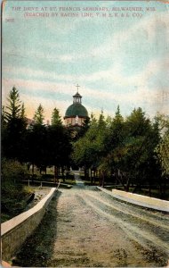 Vtg Milwaukee Wisconsin WI Drive at St Francis Seminary 1910s Old View Postcard