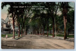 New London Connecticut CT Postcard Broad Street Williams Street c1909 Vintage