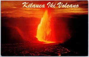 VINTAGE POSTCARD THE KILAUEA IKI VOLCANO IN HAWAII NATIONAL PARK ERUPTING 1959