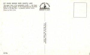 Vintage Postcard Pit River Bridge Over Shasta Lake Upper Level Automobile