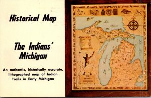 Historical Map Of The Indians' Michigan 1974