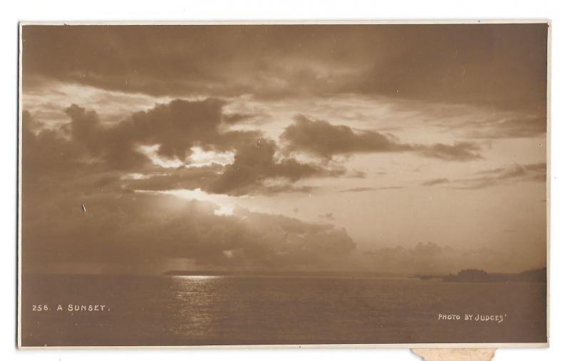 Sunset Judges Hastings England RPPC Real Photo Sepia Postcard