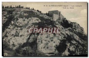 Postcard Old N D Rochefort Gard seen rocks North