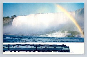Niagara Falls Train Rainbow Waterfalls New York Central Historic VNG Postcard