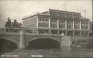 reno NV Masonic Temple & Trolley 1908 Used Real Photo Postcard