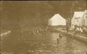 Altamont NY Cancel Publ in Troy Swimming Camp Scene Girls Real Photo Postcard 