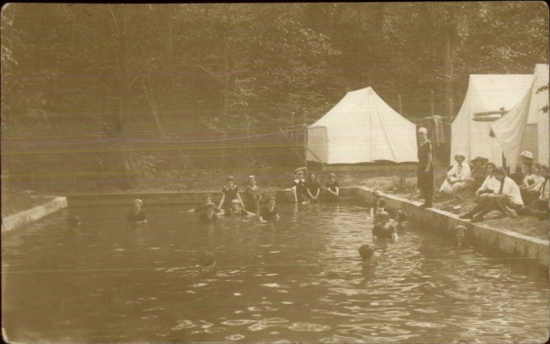 Altamont NY Cancel Publ in Troy Swimming Camp Scene Girls Real Photo Postcard