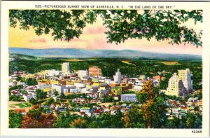 Postcard PANORAMIC SCENE Asheville North Carolina NC AL1367