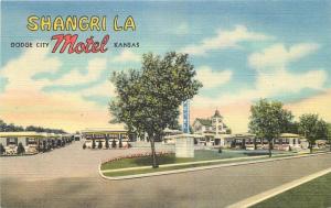 Dodge City Kansas 1940s Shangri-la Motel roadside Entrance linen Teich 6405