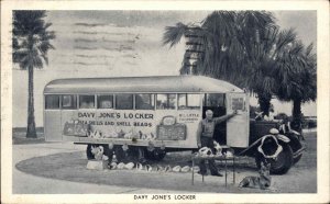 Clearwater FL Davy Jone's Locker Roadside Bus Selling Sea Shells Postcard
