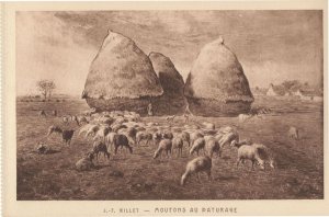JF Millet Moutons Au Paturage Sheep French Painting Old Postcard