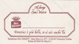 Italy Venezia Albergo San MarcoVintage Luggage Label sk3471