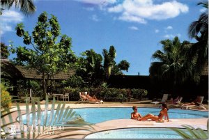 Pool Sunbathers Woman Bikini The Dominion International Hotel Postcard