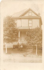 H72/ East Liverpool Ohio RPPC Postcard c1910 Home Porch Kids 49