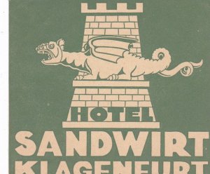 Austria Klagenfurt Sandwirt Hotel Dark Vintage Luggage Label sk3540