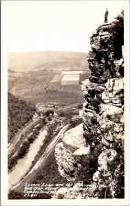 Cumberland Maryland Lovers Leap and The Narrows Man on Edge of Peak Postcard X16