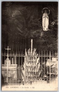 Vtg France Lourdes La Grotte Massabielle Grotto Cave Our Lady Of 1910s Postcard