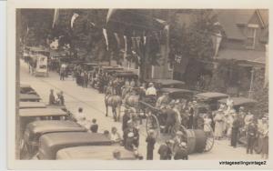 RPPC 1930-1940's Busy Street Scene, Cars, Horse & Buggy, Nicely Dressed People