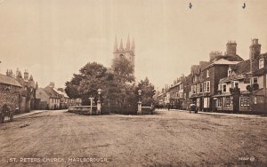 Marlborough Wiltshire England~St Peters Church-Sun Hotel~Photo Postcard