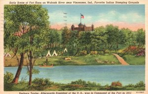 Vintage Postcard 1950 Early Scene Fort Knox Wabash River Near Vincennes Indiana