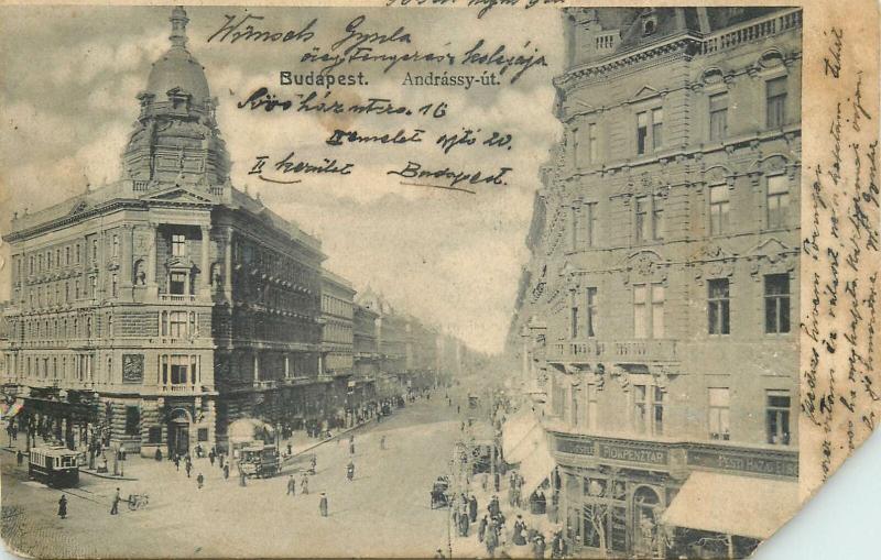 Hungary Budapest Andrassy avenue 1903 postcard ( damage )