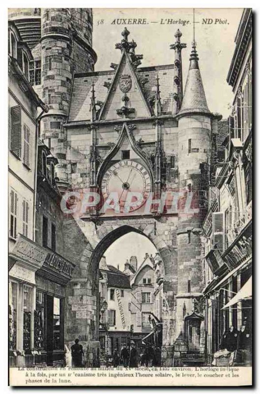 Postcard Auxerre Old Clock