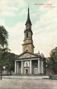 New Haven Connecticut, 1908, Center Church, Religious Building, Vintage Postcard