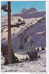 Skiing , T-Bar Lift , Sunshine Village , BANFF , Alberta , Canada , 1950-60s