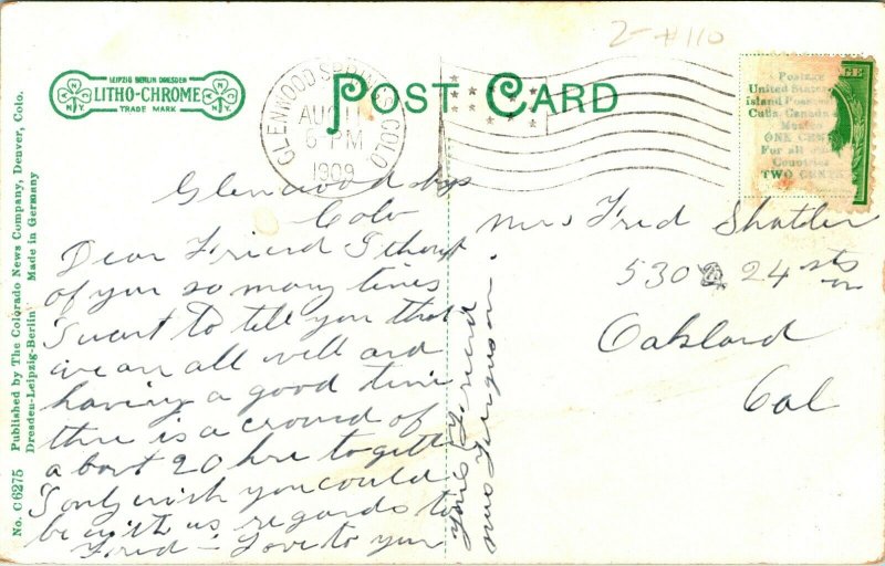 Vtg Postcard 1910 Echo Cliffs Canon of the Grande River CO D & R G RR Railroad