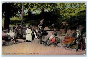 1911 Mineral Springs Garfield Park Bench Trees Rocks Cleveland Ohio OH Postcard