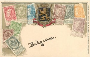 Postcard C-1910 Stamp collecting philatelic Belgium lion Crest TP24-2159