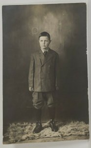 Rppc Young Boy J Desser in Suit for Studio Photo Postcard R7