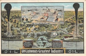 OKLAHOMA GREATEST INDUSTRY OIL REFINERY ADVERTISING POSTCARD (c. 1920)