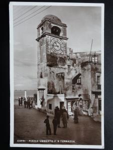 Italy: Isle of Capri PIAZZA UMBERTO, E TERRAZZA - Old Real Photograph Postcard