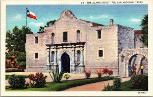 Historic Alamo National Landmark Streetview San Antonio Texas Linen Postcard 