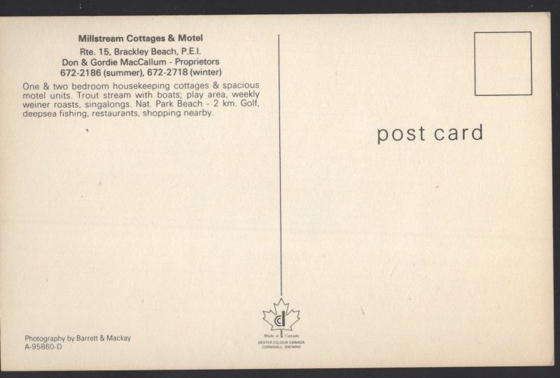 PEI Prince Edward Island BRACKLEY BEACH Millstream Cottages & Motel ~ Chrome