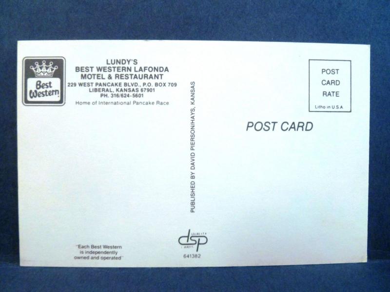 Postcard KS Liberal Lundy's Best Western LaFonda Motel & Restaurant