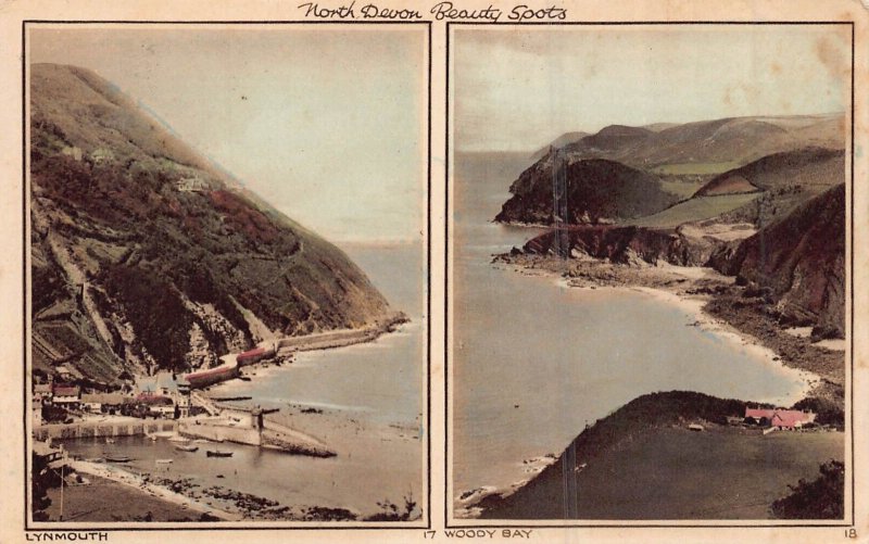 NORTH DEVON ENGLAND~BEAUTY SPOTS-LYNMOUTH & WOODY BAY~1932  POSTCARD