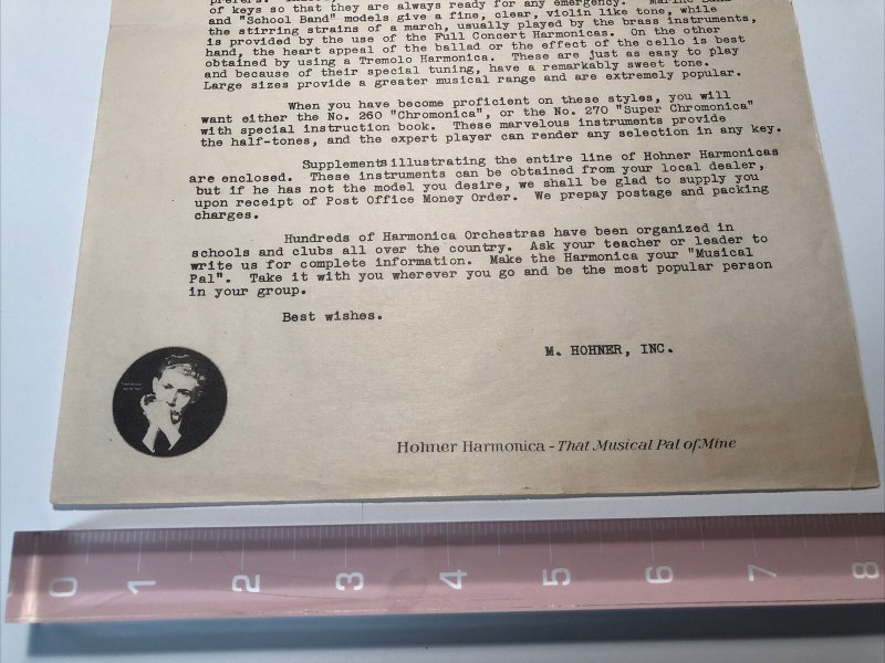 1890s HOHNER HARMONICAS Pitch Pipe Accordian New York Letterhead Paper Ads