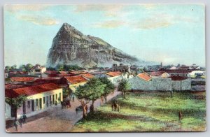 Advertising~Birds Eye View Of Gibraltar Rock From Lima Bull Ring~Vtg Postcard