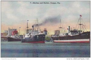 Florida Tampa Skyline and Harbor Curteich