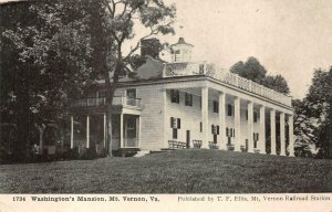 WASHINGTON'S MANSION MT. VERNON VIRGINIA RAILROAD STATION POSTCARD (1907)
