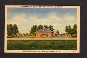 KS Rainbow Court Cabins Camps Cottages Hays Kansas Hwy 40 Linen Postcard