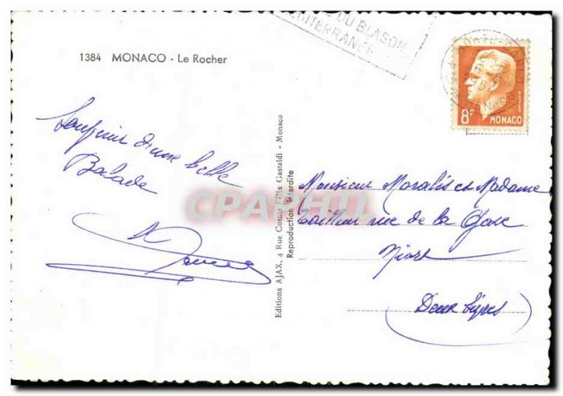 Old Postcard Monaco Rocher