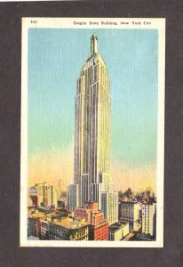 NY NY Empire State Building Bldg New York City NYC Postcard Linen PC