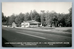 KENNEBUNKPORT ME LONG EAGLE CABINS & RESTAURANT VINTAGE REAL PHOTO POSTCARD RPPC