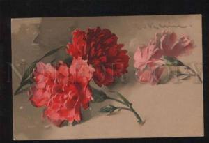 3053831 Red CARNATIONS by C. KLEIN old Meissner & Buch 1832 pc